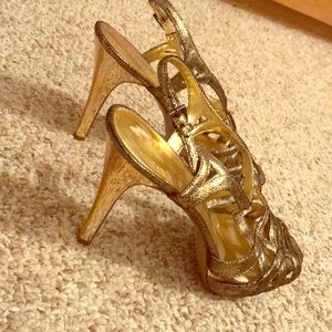 Gold strappy heels